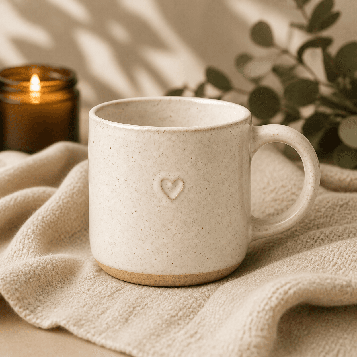 Ceramic mug in a styled scene