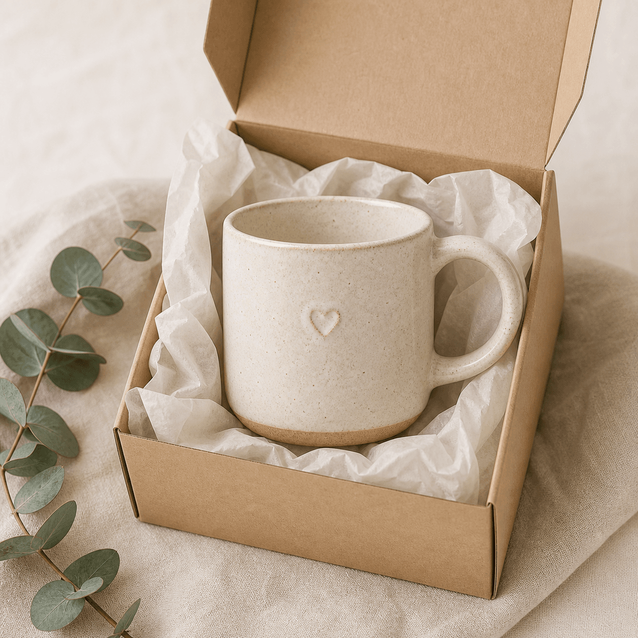 Ceramic mug presented in a gift-ready box